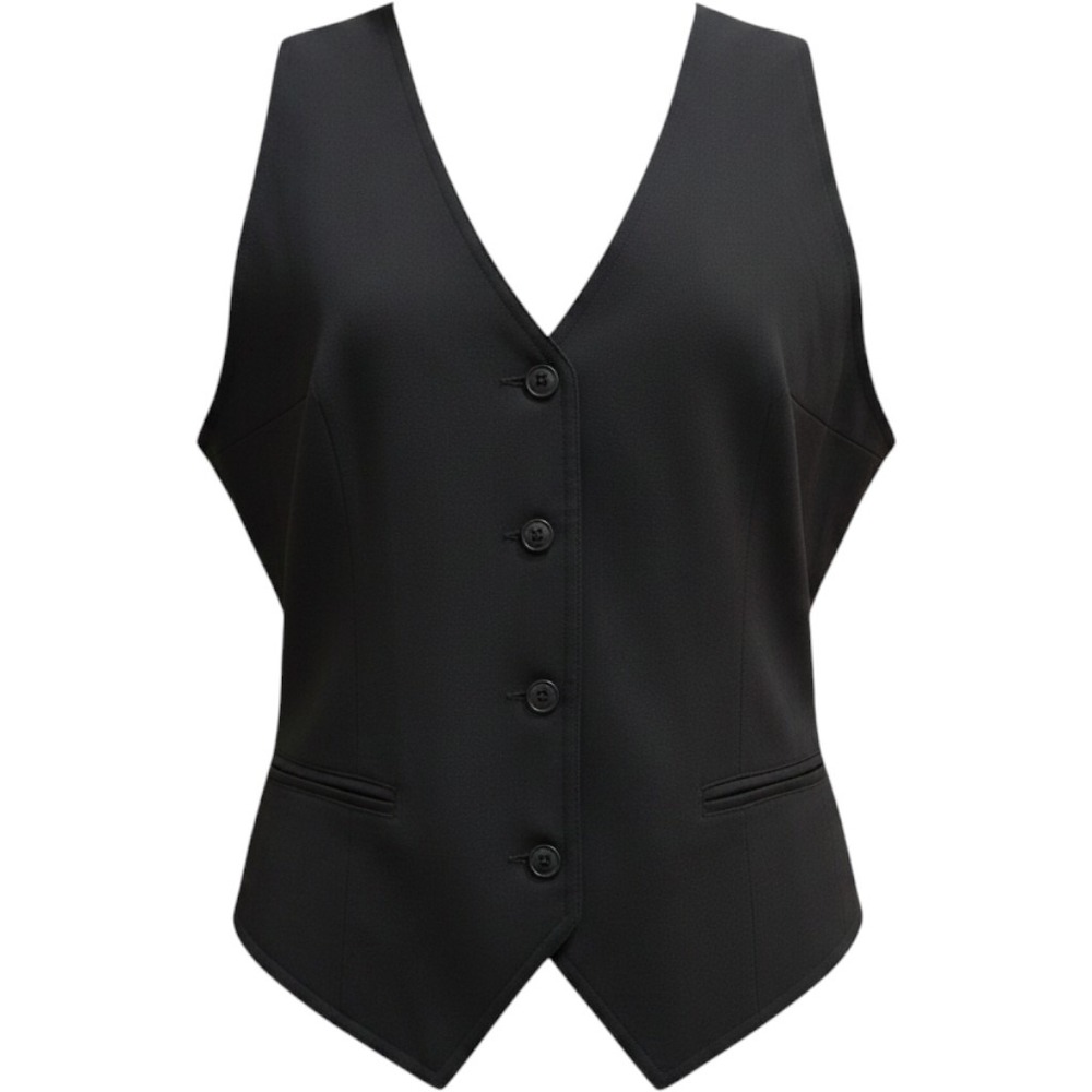 Norma Kamali Womens Black Tailored Button Front Cinch Back Vest NK388123 Large
